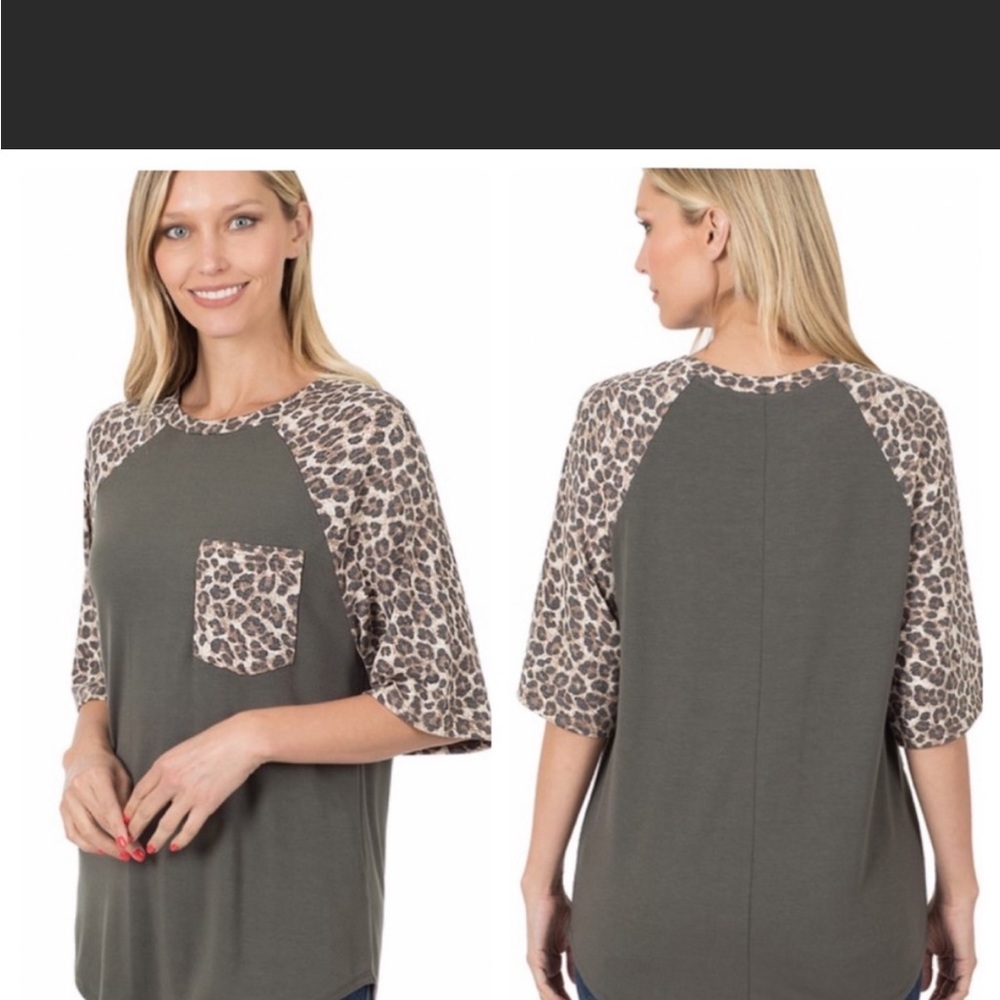 Women’s Leopard Detail Raglan Tee